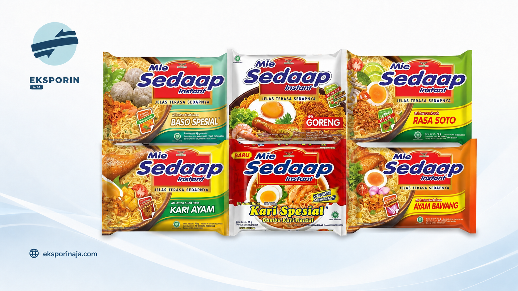 Mie Sedaap instant noodle products available for export from Indonesia