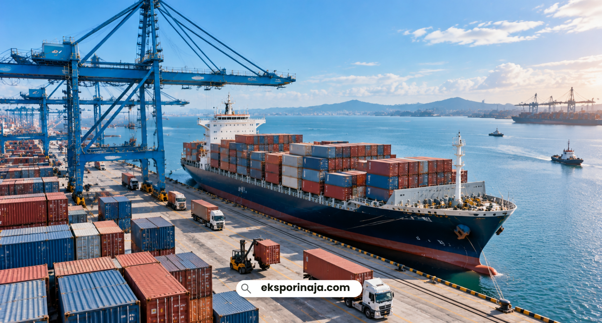 Export goods journey from Indonesia through container port logistics